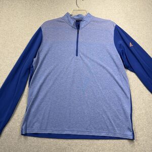 Adidas XL Blue 1/4 Zip Mock Neck Long Sleeve Golf Pullover Men's Activewear Top